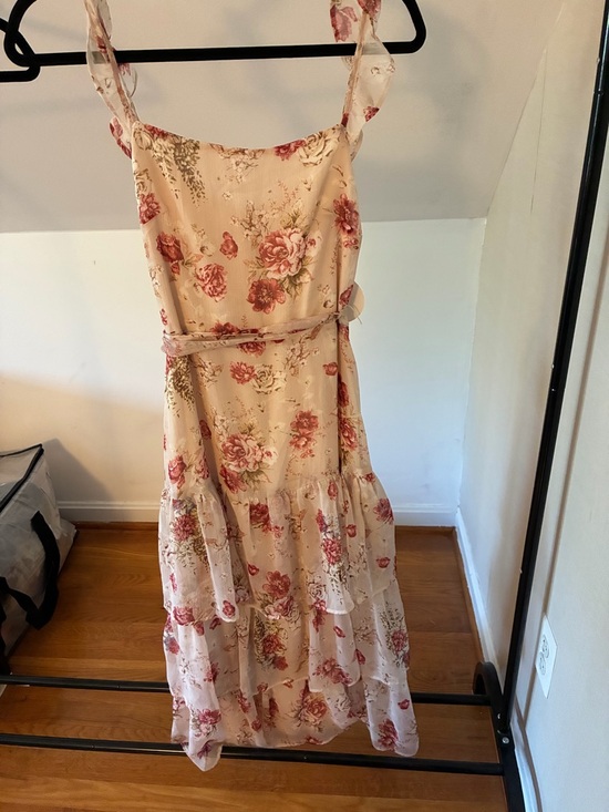 Storia Dresses & Skirts - Storia Blush Floral Dress with Tie Waist - NWT